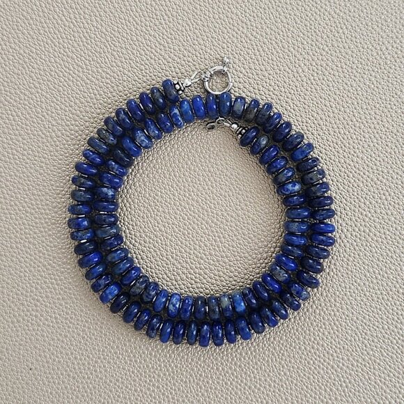 LAPIS SEMI-PRECIOUS GEMSTONE NECKLACE--18" - Picture 1 of 2
